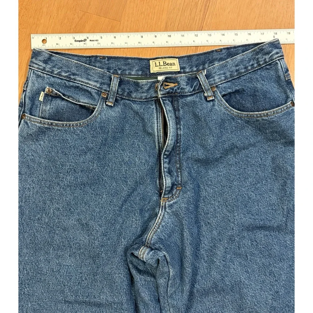 Vintage LL Bean Fleece Lined Relaxed Fit Jeans Mens 38x32 Blue Denim Straight